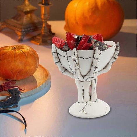Plateau en forme de crâne pour Halloween 2026 - Décoration de table - Plateau de rangement en forme de crâne - Bol à bonbons - Ornement décoratif pour la maison (1/5)