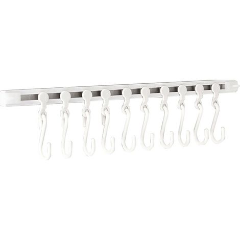 Barre de cuisine et crochet amovible adhésif en plastique pour suspendre les ustensiles de cuisine, de bureau ou de salle de bain. (1/5)