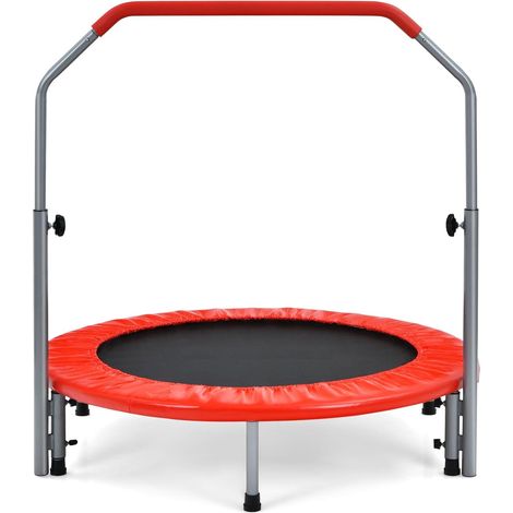 COSTWAY Trampolino per Bambini e Adulti, Tappeto Elastico Pieghevole e Regolabile in 4 Altezze con Maniglia, Capacità di Carico 150 kg (1/5)