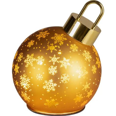 Drehbare Weihnachtskugel aus Glas in Gold mit LED Ø14 × H18 cm (1/4)