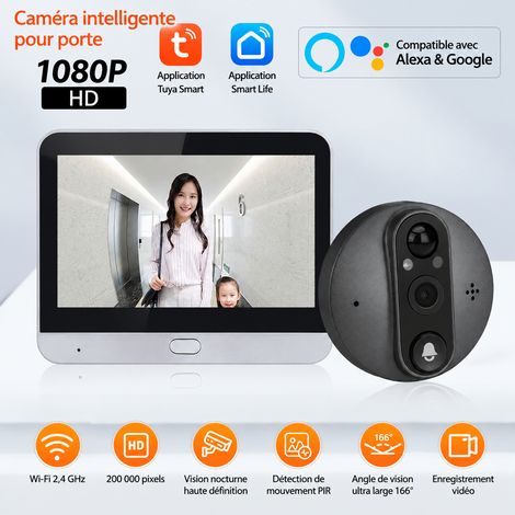 Sonnette vidéo connectée WiFi Tuya judas électronique 64 Go interphone vocal tuya 64g réf 5528 19,5 × 12,5 × 7,5 cm 620 g – Livraison gratuite