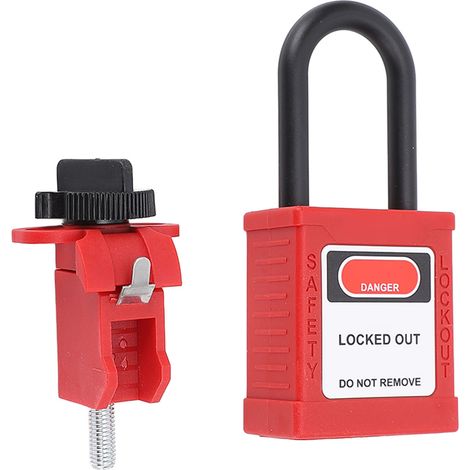 Jeu de cadenas de consignation et d'étiquetage, cadenas de sécurité isolé anti-perte avec dispositif de verrouillage par disjoncteur, 2 clés pour équipements électriques et de vannes (1/5)