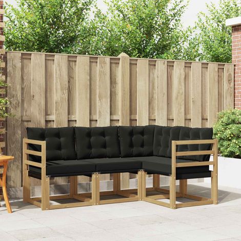 vidaXL Outdoor Sofa Set 4 pcs White and Black (1/5)