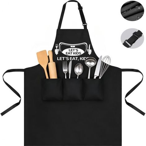 Grembiule da barbecue per uomo, grembiule da cucina per uomo, grembiule da cucina con 3 tasche, grembiule da cucina regolabile, copertura protettiva impermeabile, ottimo regalo per (1/5)