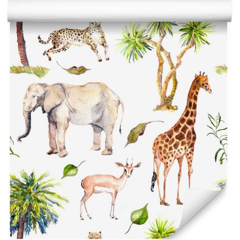 Papel pintado de animales salvajes para salón y dormitorio, 50x1000 cm. (1/5)