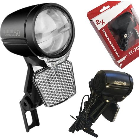 Luz delantera para bicicleta con dinamo, sensor crepuscular y doble lente. (1/3)