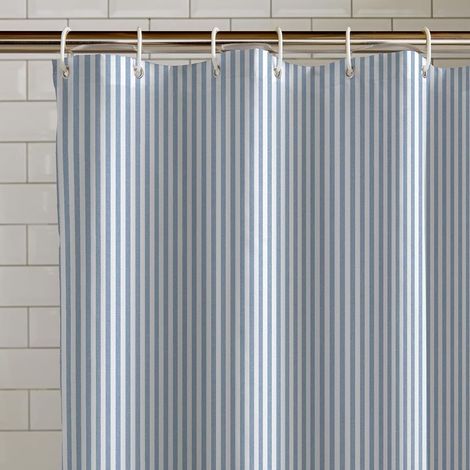 180 x 180 cm, Bleu Rideau de Douche à Rayures intemporelles. (1/4)