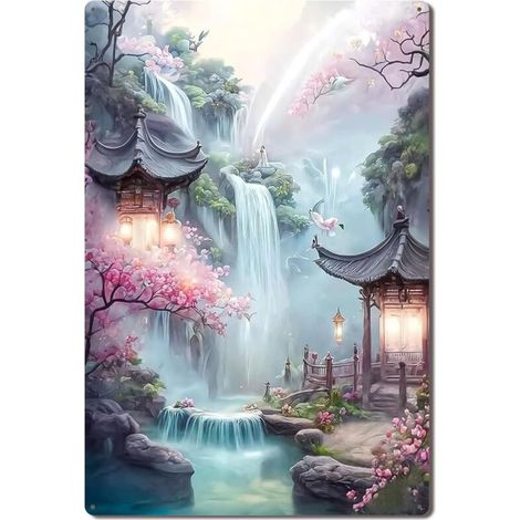 Plaque en Métal Vintage pour Jardin de Lilas, Fragrance Enchantée et Élégance Printanière 30x20 cm. (1/5)