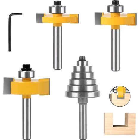3 Pièces Fraise à Rainurer Défonceuse 8mm avec Roulement pour Travail du Bois - Outil de Coupe pour Portes, Tables, Etagères (1/5)