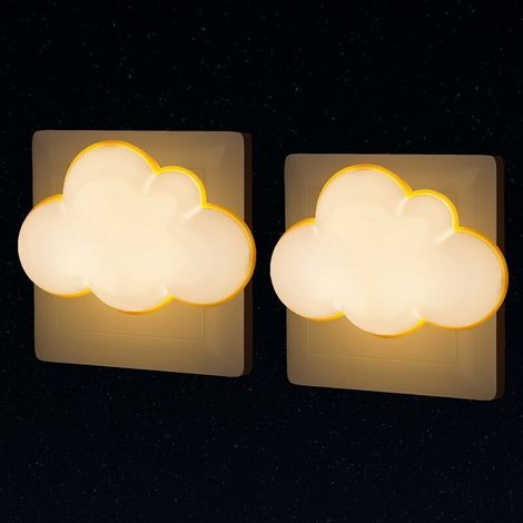 Wolken-Nachtlicht, elektrischer Stecker [2er-Set] Nomadic Kinder-Nachtlampe mit Dämmerungssensor, kleine LED-Wandlampe für Babyzimmer, Flur-Wandlampe, Treppenhausbeleuchtung