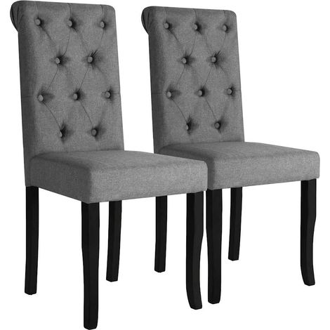 vidaXL Sillas de comedor 2 unidades tela gris oscuro (1/5)