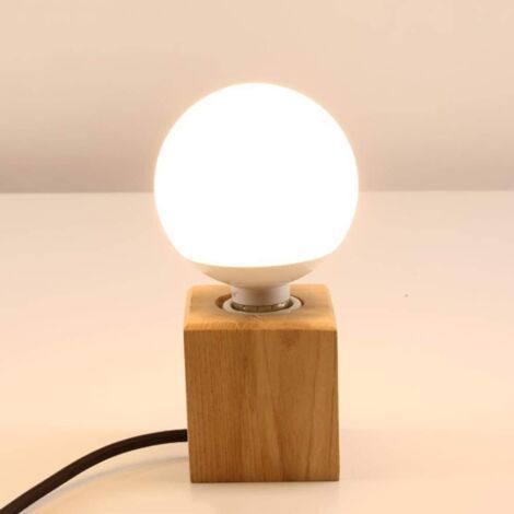 Wooden Cube Table Lamp,E27 Socket,1.8m Cable with Switch,Max 60W,Retro Industrial Edison Decorative Lamp,Used in Bedroom,Living Room,Studio,Coffee Shop,Bedroom (1/5)