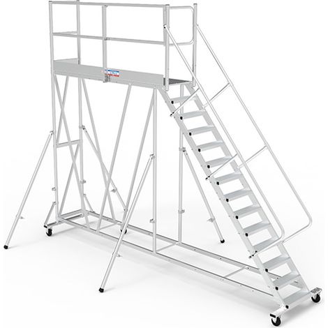 Piattaforma con ruote 13 gradini - Altezza massima di lavoro 4.60m - PTF2513G-RSP