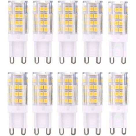 Ampoules LED G9, blanc chaud 3000 K, 5 W. Équivalent à une ampoule halogène de 40 W et 420 lumens, non dimmable, lot de 10. (1/4)