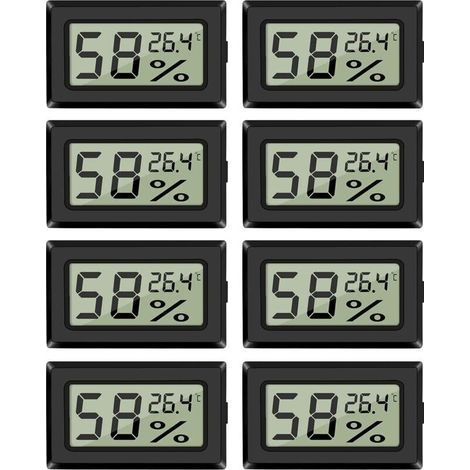 Set of 8 mini hygrometers and thermometers, digital indoor hygrometers with temperature sensor for greenhouses, cars, offices, Celsius (°C) (1/3)