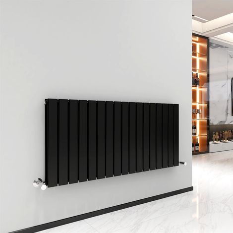 600 x 1156mm Double Designer Flat Panel Central Heating Radiator MATT BLACK