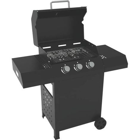 Barbecue a Gas 3 Fuochi 8,5 kW con Coperchio Termometro Pietra Lavica (1/4)