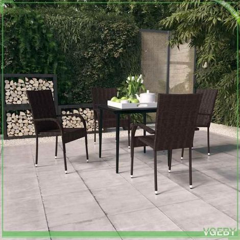 Ensemble à manger de jardin - FAFEICY - 3099402 - 4 places - Résine tressée marron/noir - Table carrée 80x80 cm (1/5)