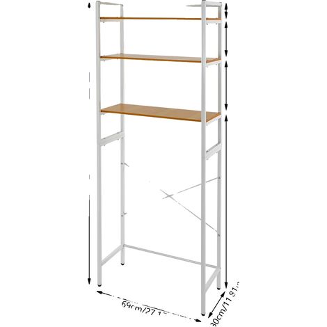 Étagère de rangement, design à trois niveaux, utilisation polyvalente, BLANC (1/2)