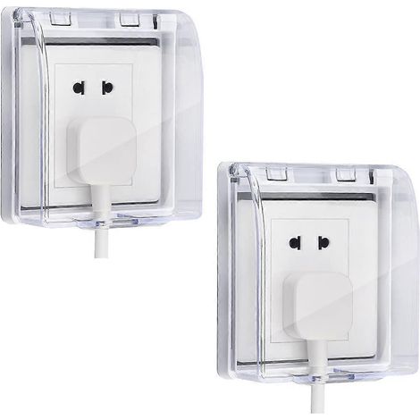 2 boîtes étanches universelles pour prise, boîtier de façade pour prise murale type 86, boîtier de couvercle étanche en plastique (transparent) (1/5)