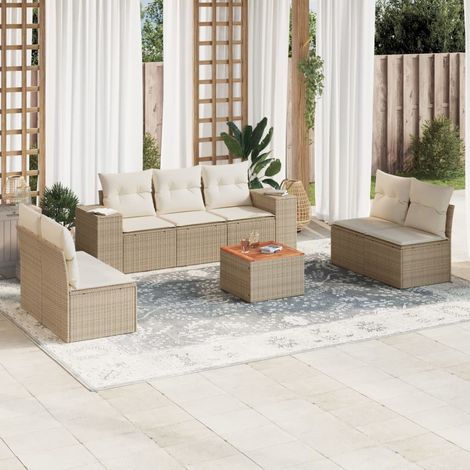 Juego de sofás de jardín con cojines beige 8 pzas ratán PE vidaXL (1/3)