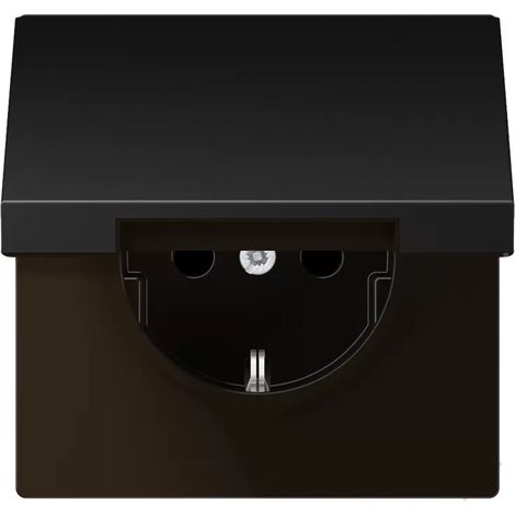 Jung SCHUKO®-Steckdose, 16 A 250 V , Klappdeckel, Aluminium lackiert, Serie LS, dark AL 1520 KL D