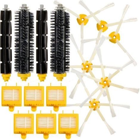 Set bestehend aus 2 Paar Extraktionsbürsten + 6 Filterabdeckungen + 6 Seitenbürsten für iRobot Roomba 700 Staubsauger. (1/4)