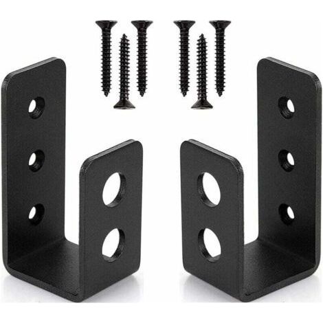 2 Pack Heavy Duty Steel Door Brackets for 2x4 Doors, U-Shaped Security Bar (1/4)