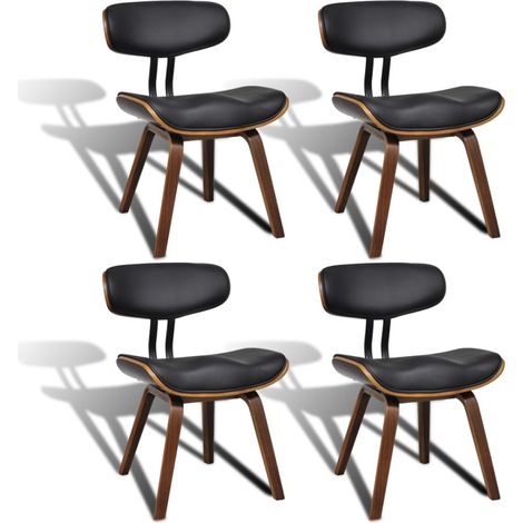 Juego de 4 sillas cocina comedor diseño moderno madera curvada y sintética negra CDS021324 (1/5)