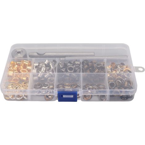 Kit Œillets Métalliques 1/4 avec 320 Œillets 4 Couleurs Anti-Rouille, Lot d'Œillets en Cuir pour Décoration (1/5)