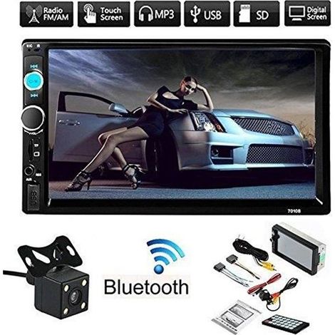 Lecteur Radio 2 Din 7'' HD Bluetooth MP5 USB AUX avec Caméra de Recul (1/4)
