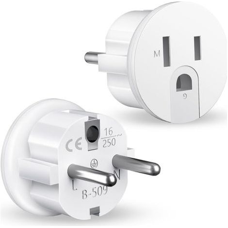 2 Pièces Adaptateur Prise USA, Adaptateur Prise France vers USA, Prise Americaine Adaptateur Francais, Adaptateur de Voyage US vers EU, Adaptateur EU Plug, pour appareils avec Alimentation US (1/5)