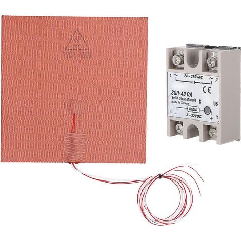 Silikon-Heizmatte mit Relaismodul für VORON 3D-Drucker, 220 V, 450 W, 250 x 250 mm