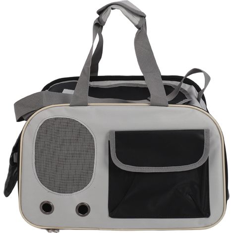 Pet Carrier Bag Breathable Foldable Oxford Cloth Steel Wire Frame Cat Travel Handbag with Adjustable Strap for Outdoor Black (1/5)