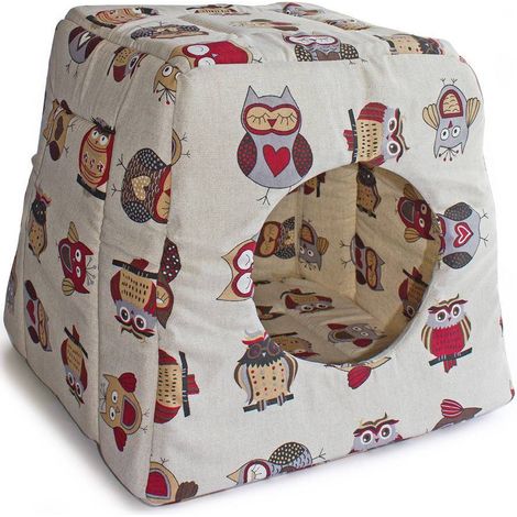 Cuccia Igloo trasformabile in cuccia aperta modello Gufetti per cani e gatti
