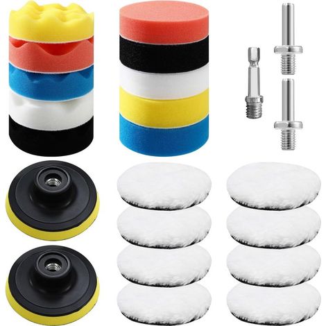 23 Pièces Polissage Voiture Kit, 80mm Éponge, pour Perceuse M10, Meulage et Cirage dans Machines à Polir (1/5)