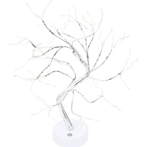 Veilleuse Tactile D'arbre Lumière LED Haute Luminosité, Lampe Décorative en Cuivre et Pp pour Bureau et Hôtel, Design Argenté Élégant (1/5)