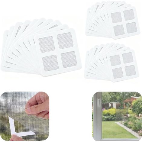 Patchs de réparation autocollants pour moustiquaire lot de 30 - bande adhésive à découper sans perçage, gris, 10 x 10 cm (1/5)