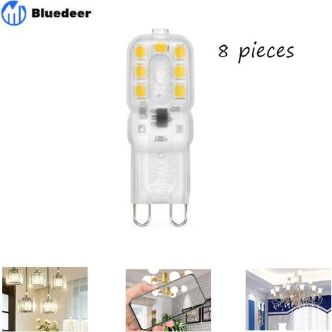 Lot de 8 ampoules LED G9, LED G9 220 V Blanc naturel 5500 K 3 W équivalent à 30 W halogène [Classe énergétique E] Bluedeer (1/5)