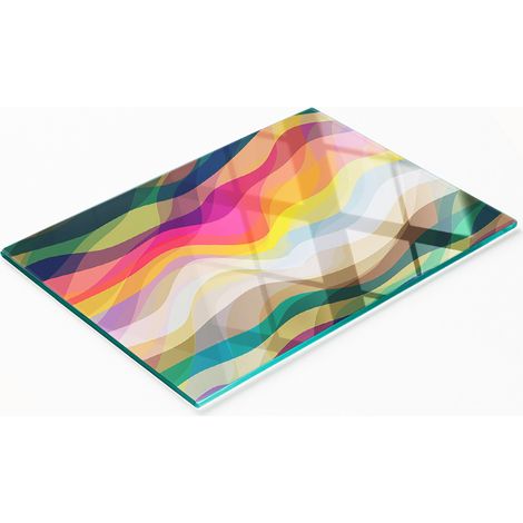 Tablero de vidrio elegante y duradero con estampado de olas abstractas de 80x52 cm. (1/5)