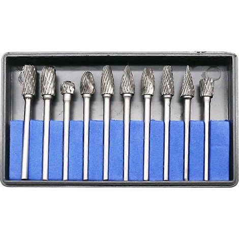 Ensemble de 10 limes en carbure 3x6 à double grain en acier au tungstène, accessoires de meulage électrique (1/5)