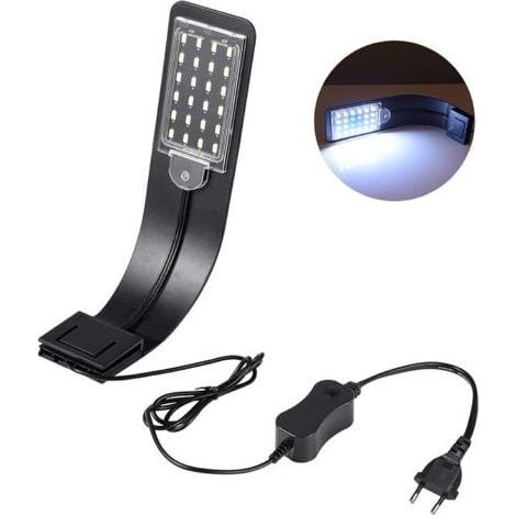 Aquarienbeleuchtung, LED-Lichtleiste für Süßwasseraquarien, ultradünne 10-W-IPX7-wasserdichte Aquarienpflanzenleuchte mit starker Klemme und 24 weißen und blauen LEDs für Aquarien von 30-60 cm Länge (1/4)