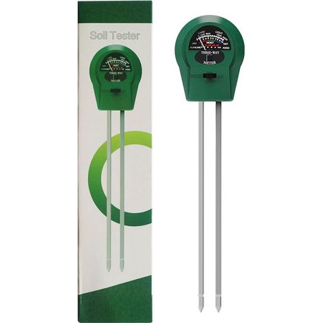 Testeur de pH du sol 3 en 1 : humidité, lumière et pH pour jardin, pelouse, ferme, entretien des plantes d'intérieur et d'extérieur, vert (1/5)