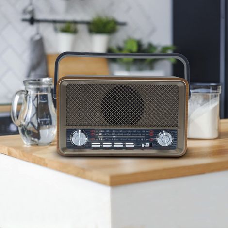 Trade Shop - FM RADIO RETRO DRAHTLOS LAUTSPRECHER MP3 TRAGBAR BLUETOOTH USB AUX TF Q-SY500 - (1/5)