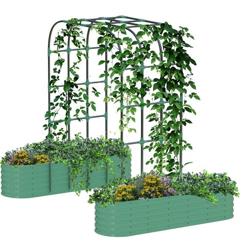 bac de jardin surélevé acier galvanisé arche treillis 243 8 cm extensible antirouille clips filet drainage vert plantes vignes (1/5)
