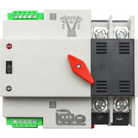 Commutateur transfert compact double alimentation – Rail DIN – Sélecteur électrique – Pour solaire et secours maison (1/5)