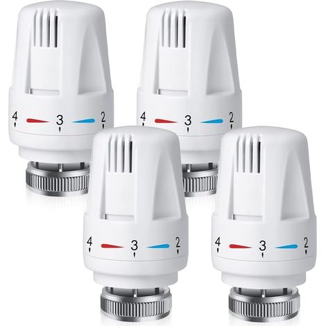 4 pièces tête thermostatique, m30 x 1,5, 5 niveaux de réglage, protection antigel, alliage et plastique, pour maison et bureau (1/5)