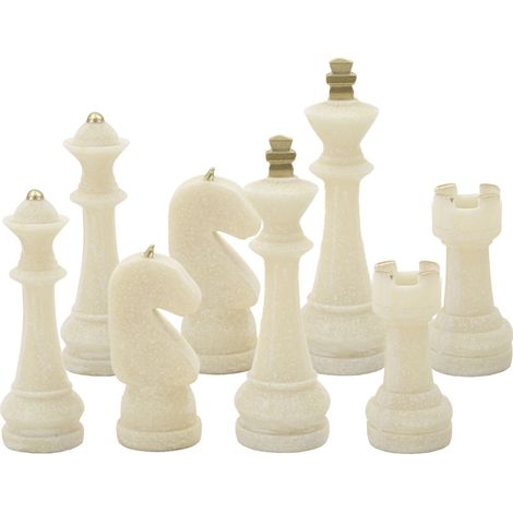 Set 8 scacchi decorativi Quarzy in resina bianco e oro