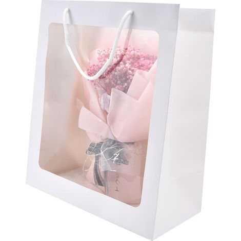 Valentinstag-Geschenktüte, Blumenstraußtüte mit Henkel, transparente Blumentüte, Hochzeitsgeschenktüte (1/5)