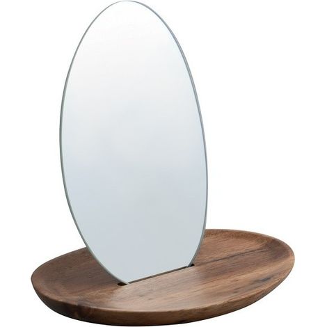 Miroir sur socle ovale Bois ALESIA D'acacia Spirella